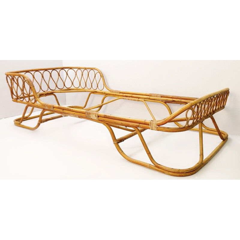 Vintage rattan and bamboo single beds