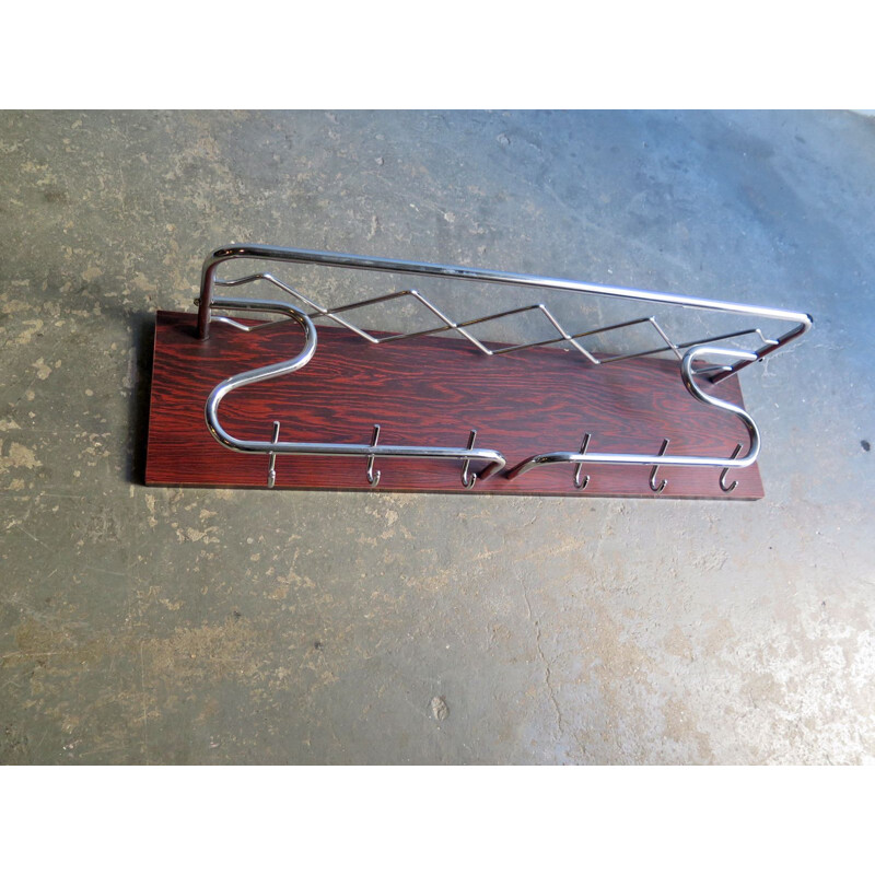 Vintage Coat rack with chrome and rosewood, 1950s