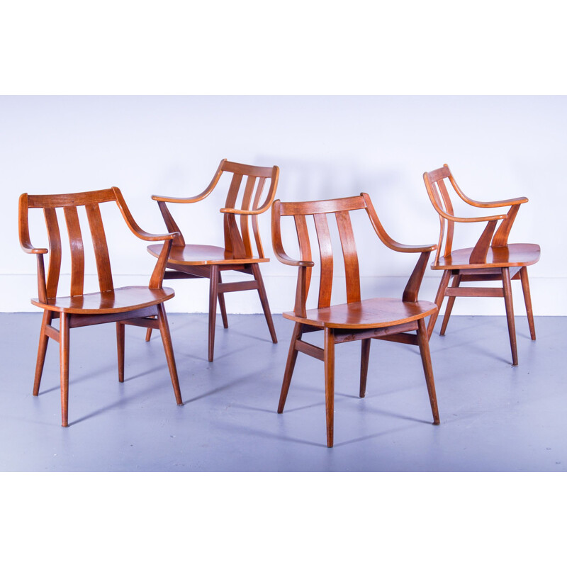 Set of 4 vintage teak bentwood armchairs Pastoe 1960s