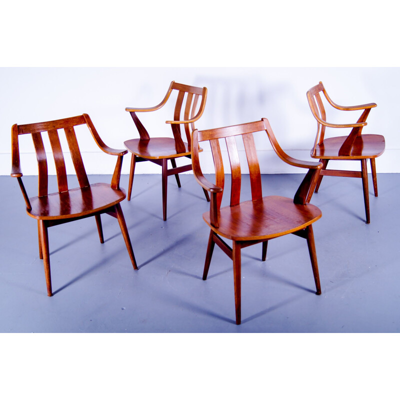 Set of 4 vintage teak bentwood armchairs Pastoe 1960s