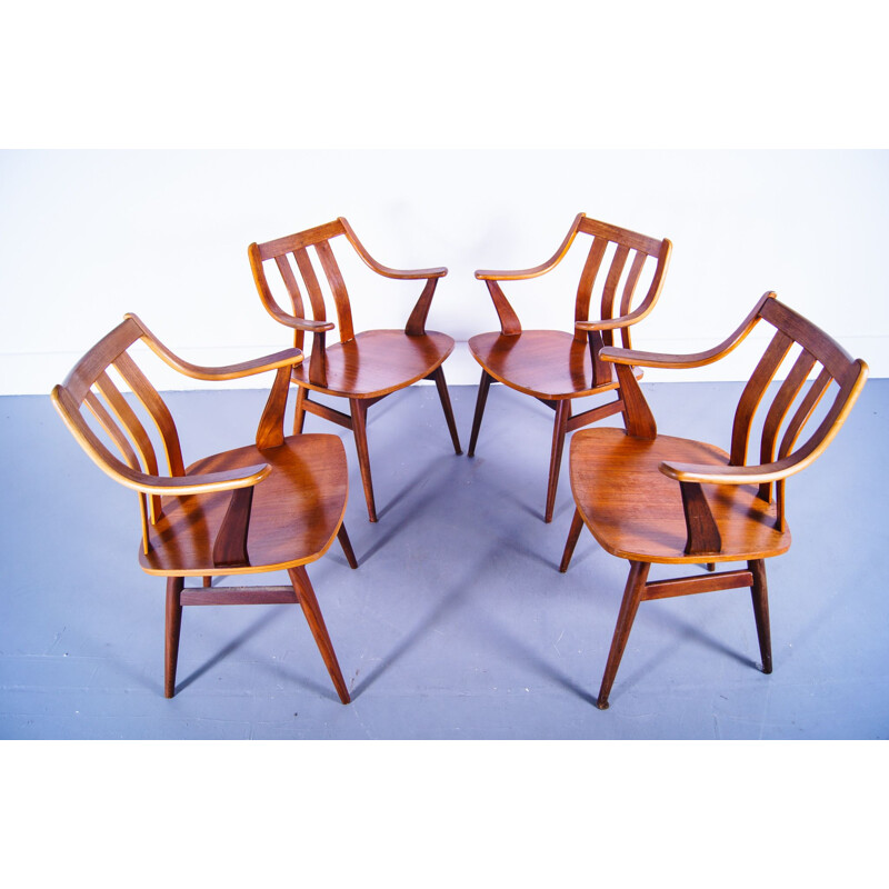 Set of 4 vintage teak bentwood armchairs Pastoe 1960s