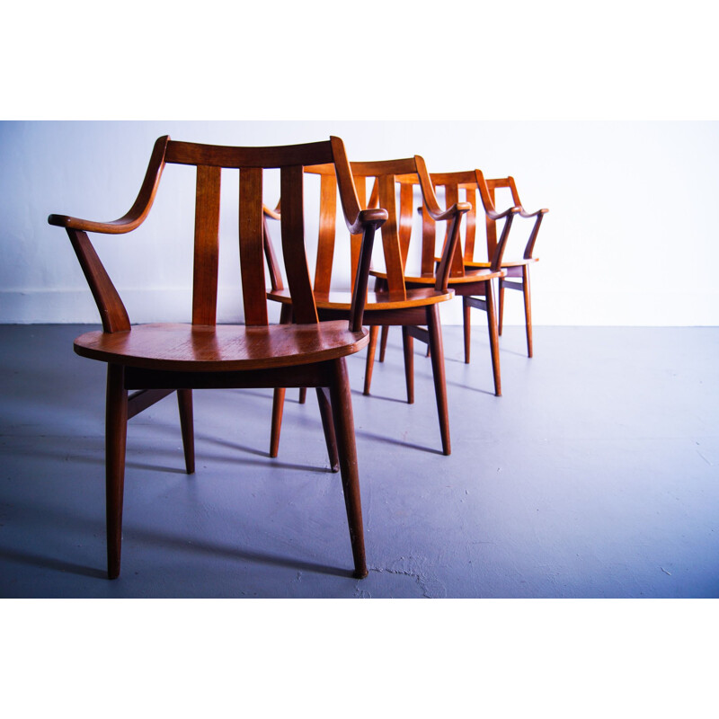 Set of 4 vintage teak bentwood armchairs Pastoe 1960s