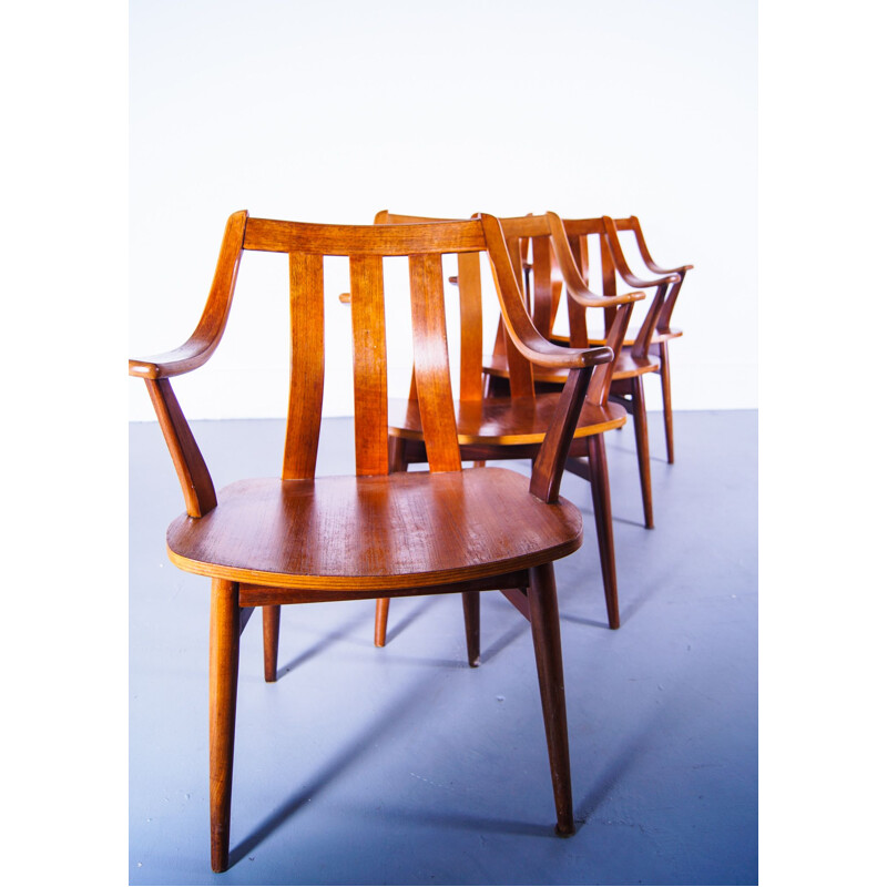 Set of 4 vintage teak bentwood armchairs Pastoe 1960s