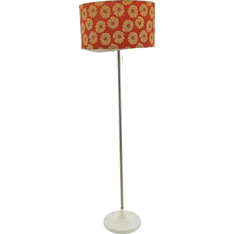 Vintage shadelamp floor lamp in flowered fabric, 1970