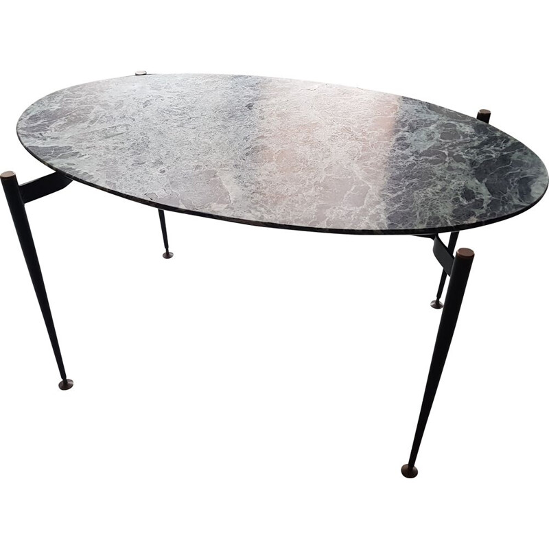 Vintage marble coffee table with metal base, Italy