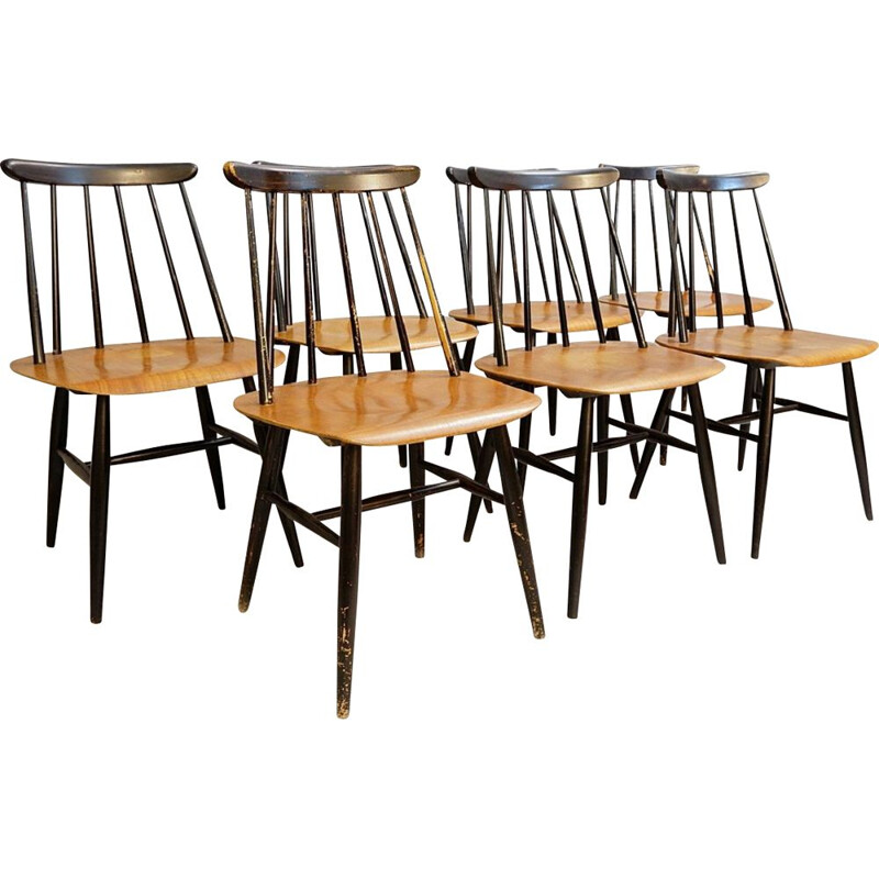 Ensemble de 7 chaises vintage "Fanett" par Ilmari Tapiovaara pour Edsby Verken