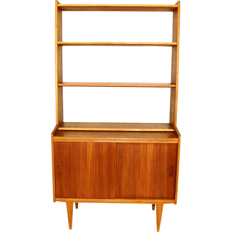 Vintage scandinavian oak and teak bookcase, Sweden 1960