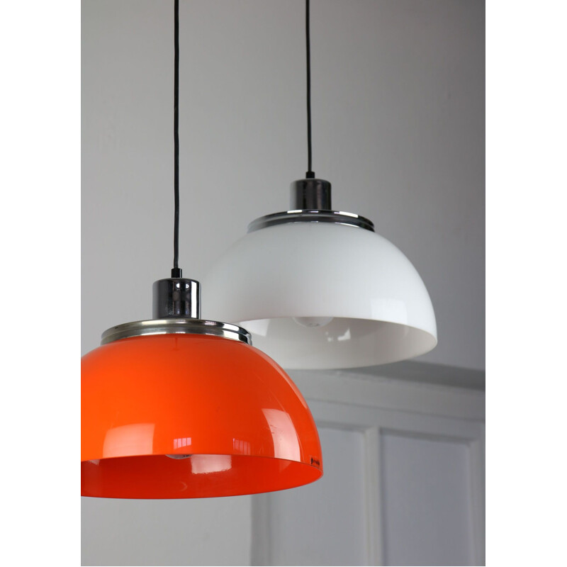 Pair of vintage Faro pendant lamps by Luigi Massoni from Guzzini, 1960s