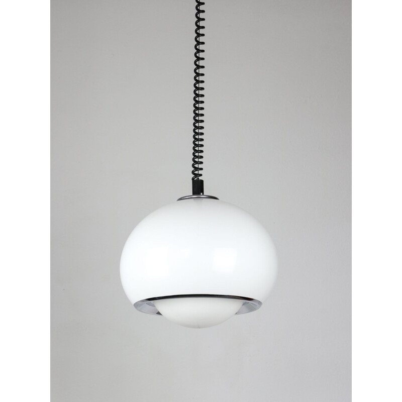 Vintage witte knop hanglamp van Guzzini, 1980