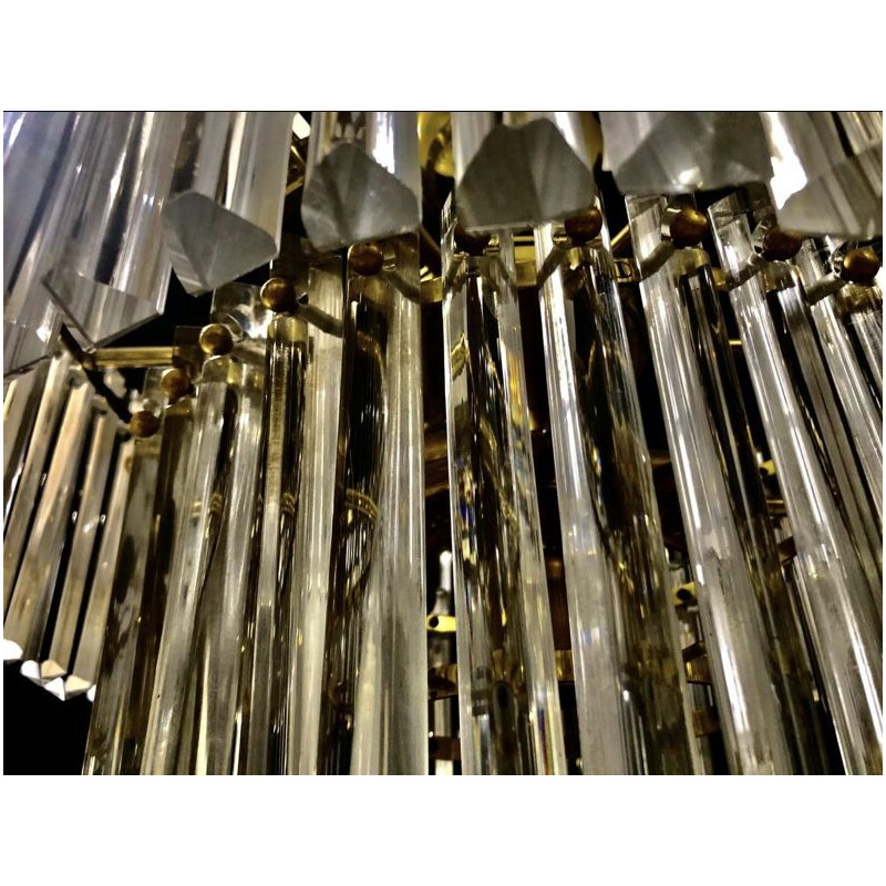 Vintage Glass and Brass Chandelier from Venini, 1960s