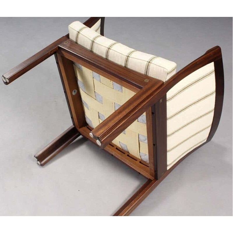 Ein Paar Vintage-Sessel aus Mahagoni und weißem Plexus-Stoff von Illum Wikkelso für CFC Silkeborg, Dänemark 1960