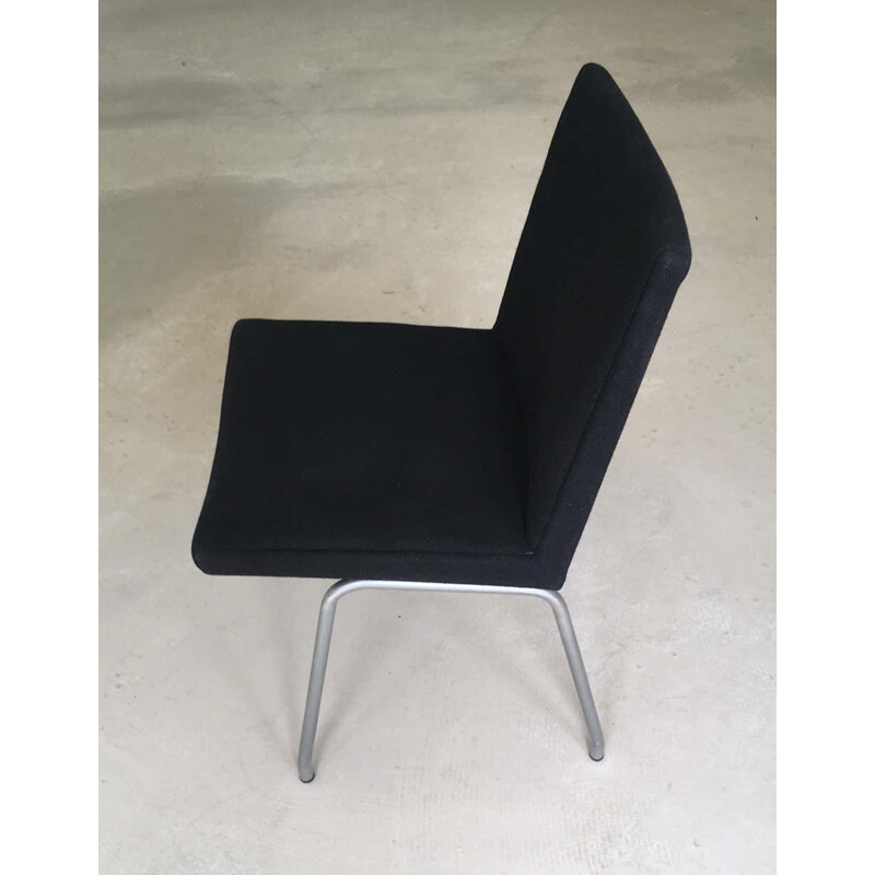 Vintage Airport Chair Reupholstered in Black Fabric Hans J. Wegner danish 1960s