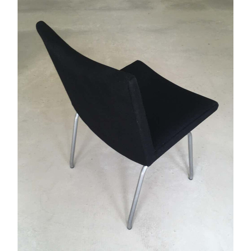 Vintage Airport Chair Reupholstered in Black Fabric Hans J. Wegner danish 1960s