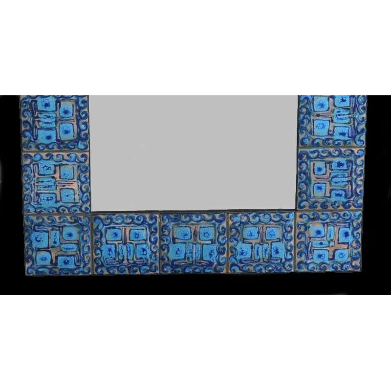 Vintage enamelled copper wall mirror by Bodil Eje, Denmark 1960