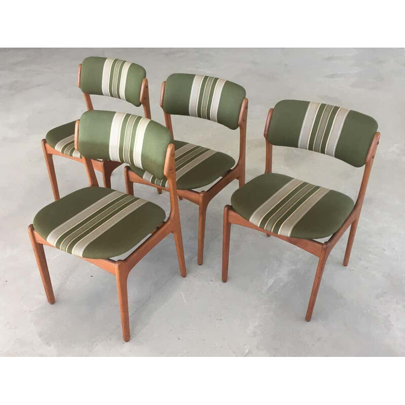 Set of 4 vintage Teak Dining Chairs, Inc. Reupholstery  Erik Buch 1960s