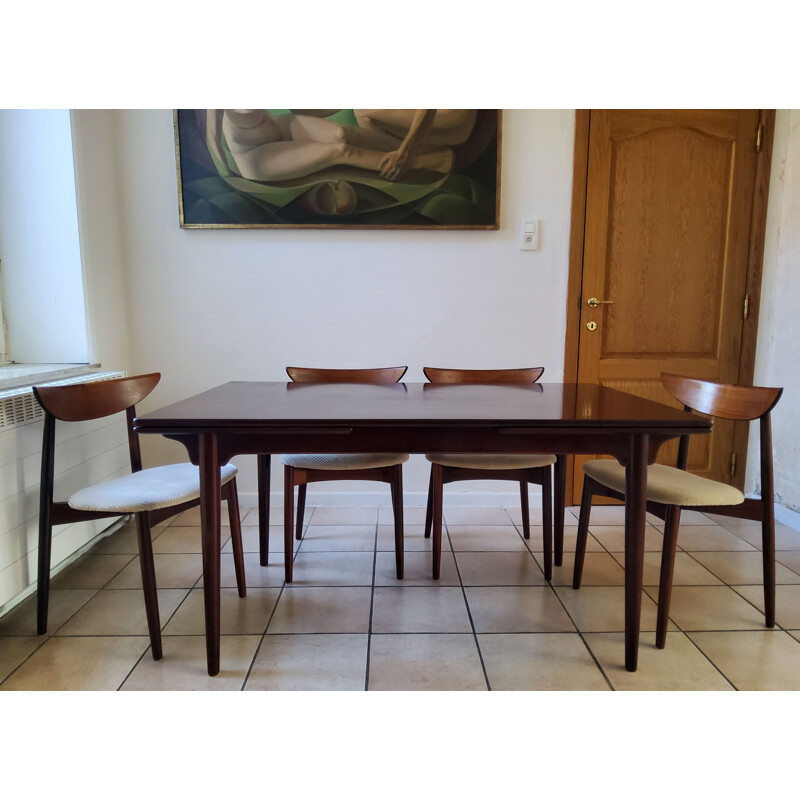 Set di tavolo e 4 sedie vintage in palissandro di Harry Ostergaard