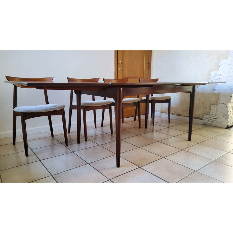 Set di tavolo e 4 sedie vintage in palissandro di Harry Ostergaard