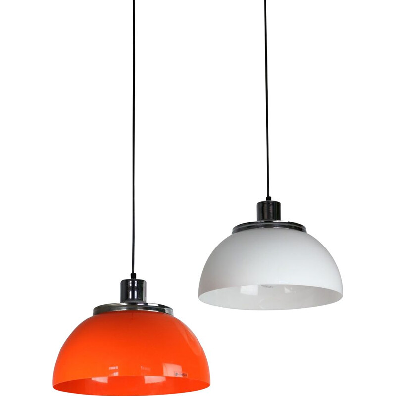 Pair of vintage Faro pendant lamps by Luigi Massoni from Guzzini, 1960s