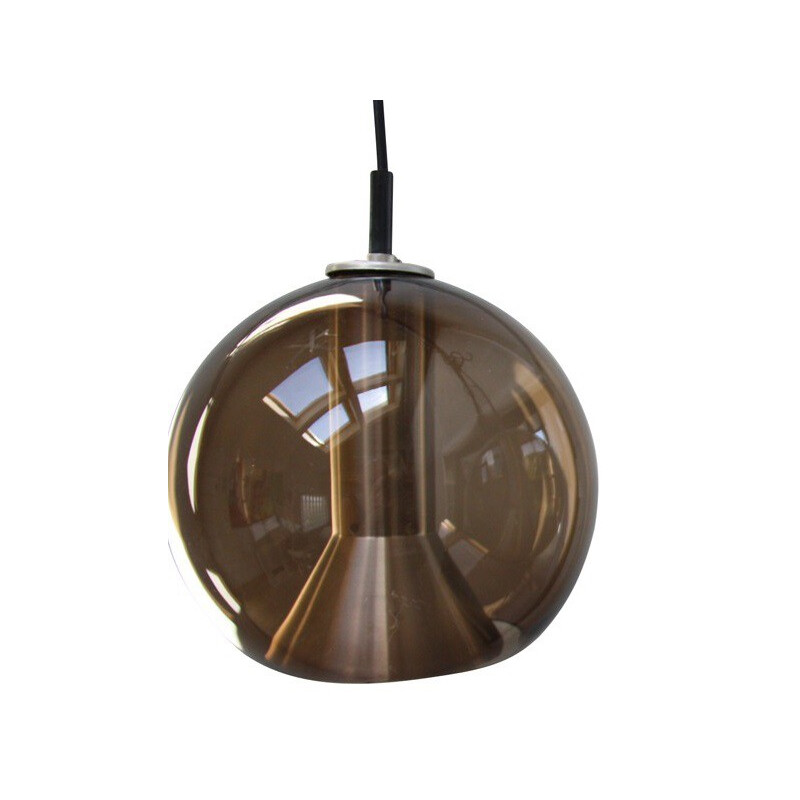 Smoked glass Raak hanging lamp, Frank LIGTELIJN - 1960s