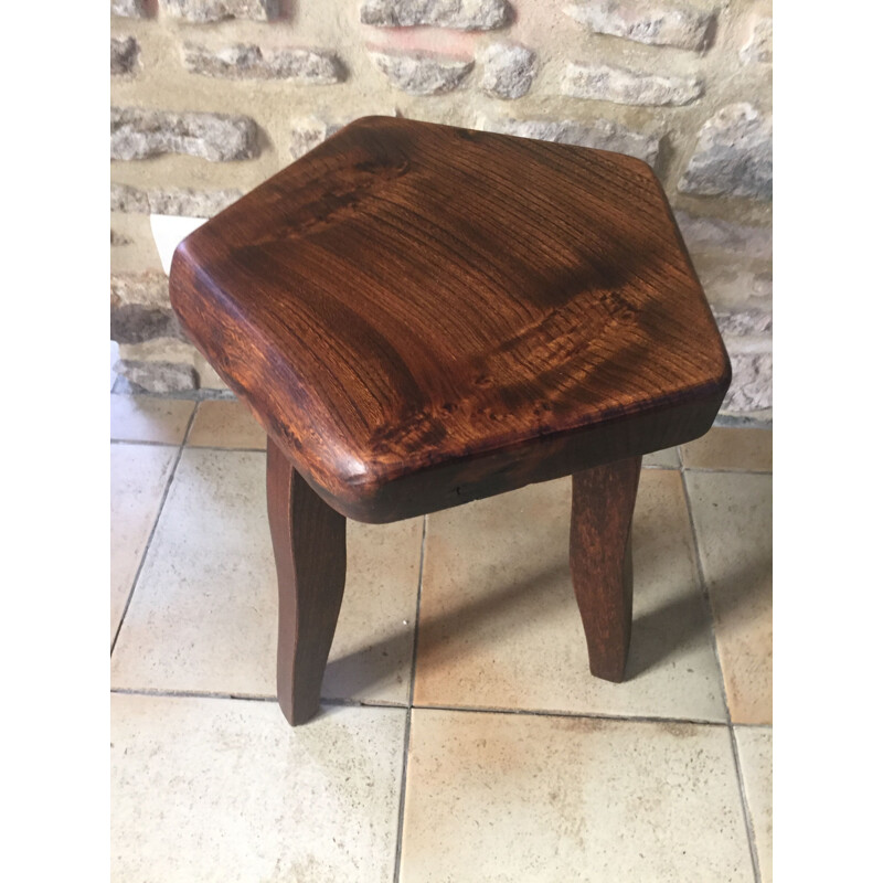 Pairs of brutal vintage solid elm stools by Olavi Hanninen 1960