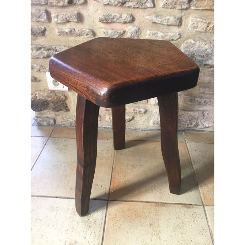 Pairs of brutal vintage solid elm stools by Olavi Hanninen 1960