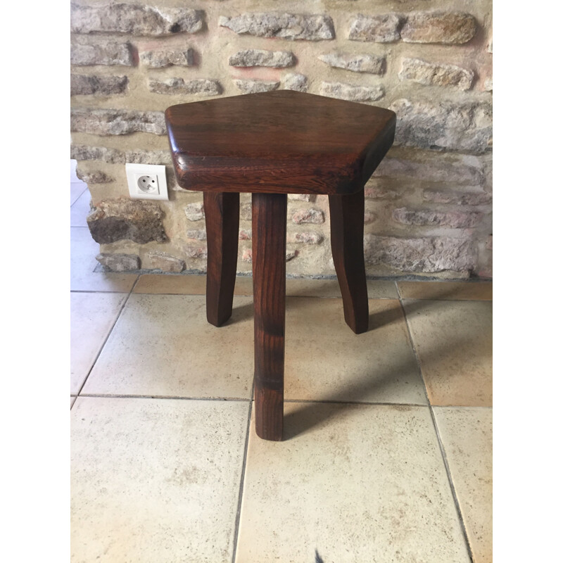 Pairs of brutal vintage solid elm stools by Olavi Hanninen 1960