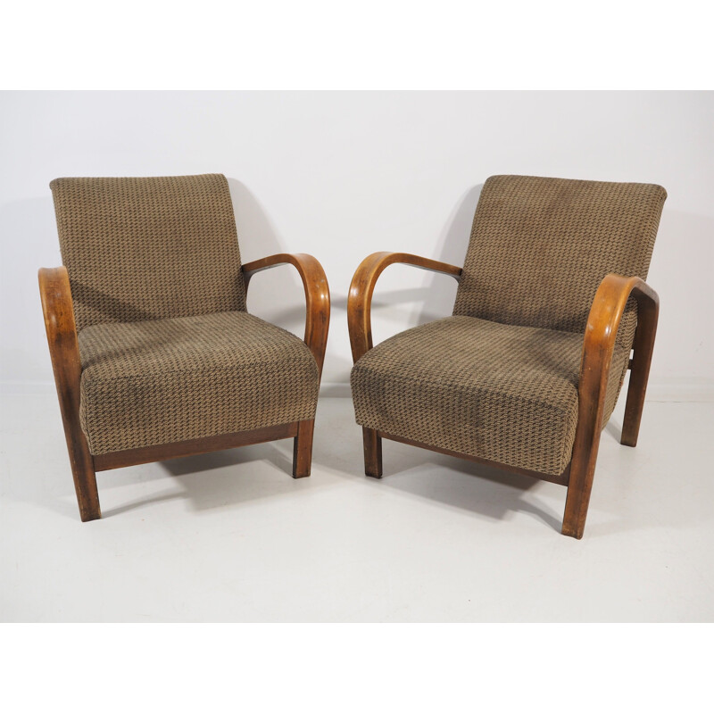 Pair of vintage Armchairs by Jindřich Halabala Art Deco 1950s