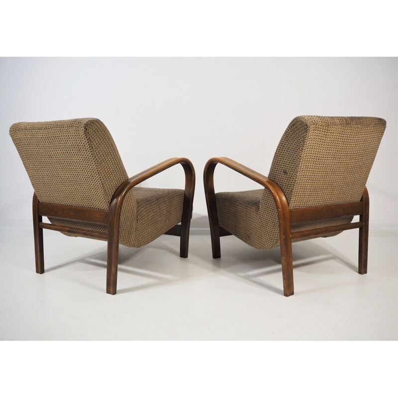 Pair of vintage Armchairs by Jindřich Halabala Art Deco 1950s