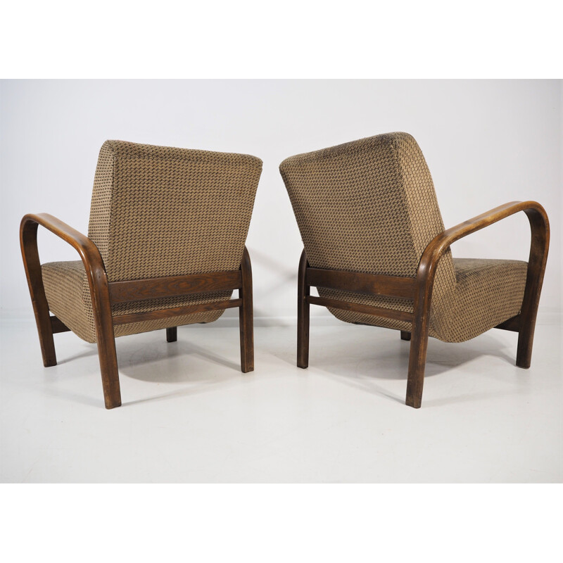 Pair of vintage Armchairs by Jindřich Halabala Art Deco 1950s