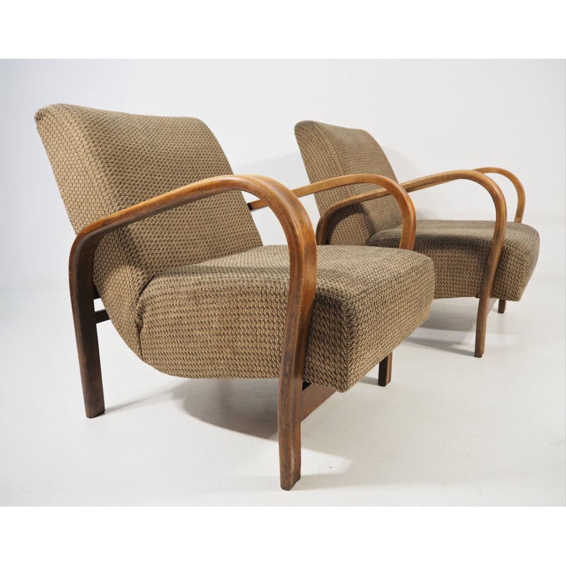 Paire de fauteuils vintage par Jindřich Halabala Art Deco 1950