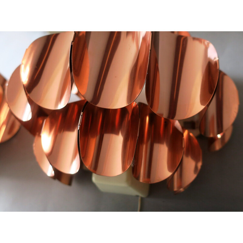 Pair of vintage copper wall lights by Thorsten Orrling for Temde, Switzerland 1960s