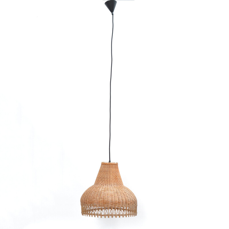 Vintage Ceiling lamp with a wicker shade, Denmark, 1960s