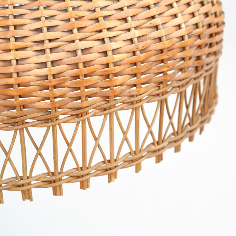 Vintage Ceiling lamp with a wicker shade, Denmark, 1960s