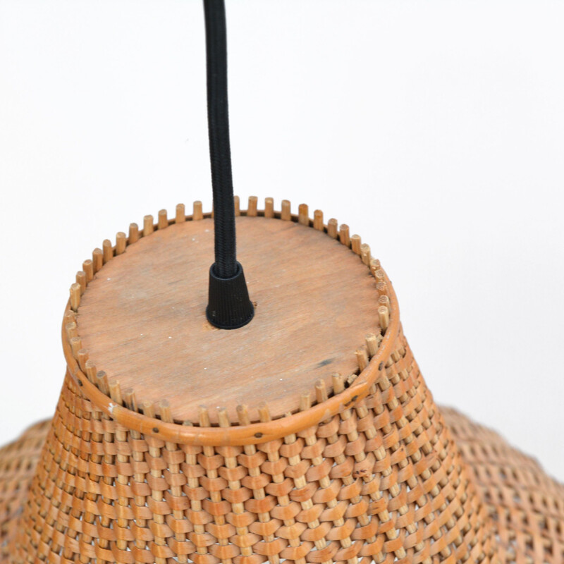 Vintage Ceiling lamp with a wicker shade, Denmark, 1960s