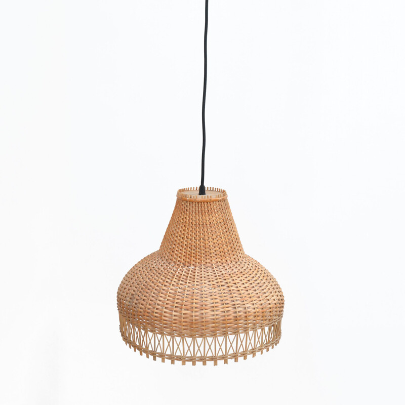 Vintage Ceiling lamp with a wicker shade, Denmark, 1960s