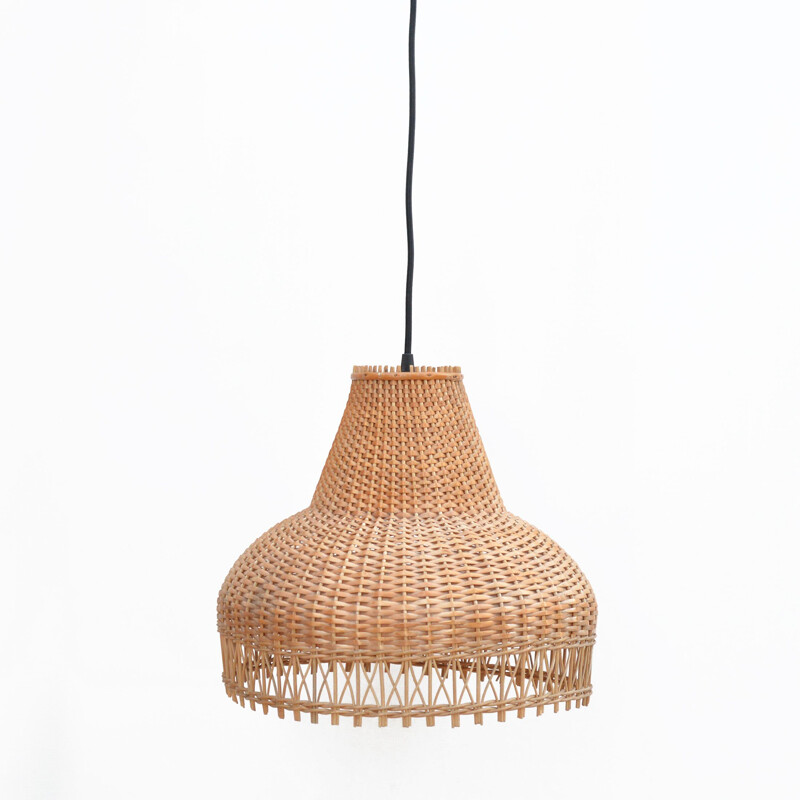 Vintage Ceiling lamp with a wicker shade, Denmark, 1960s