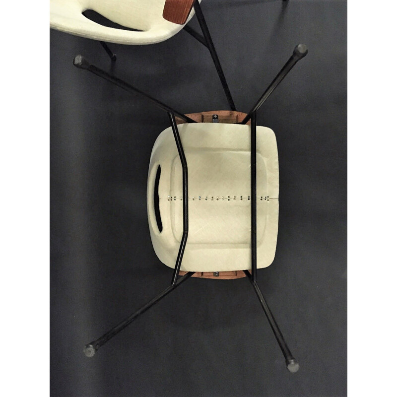Pareja de sillones puente vintage modelo Tonneau de Pierre Guariche - Edición Steiner - 1954