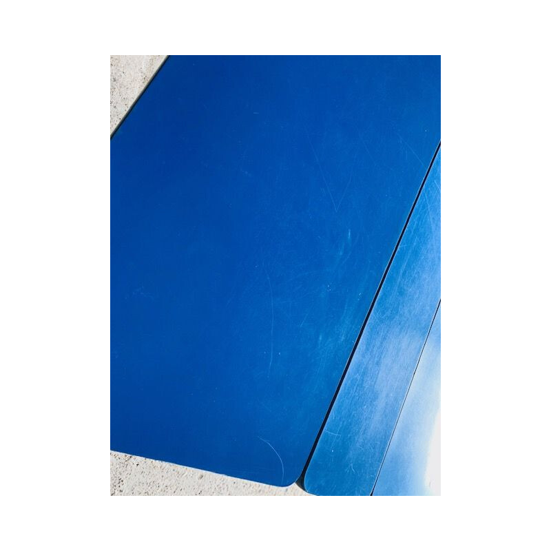 Table Pliante Vintage en Formica Bleu, Pieds Chromes 1960