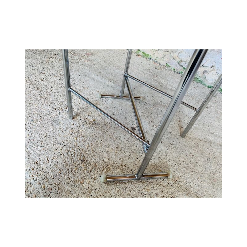 Vintage Folding Table in Blue Formica, Chrome Legs 1960