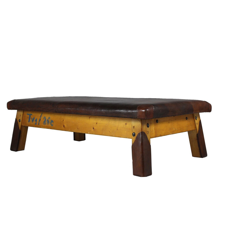 Large vintage Leather Gym Table 1930s