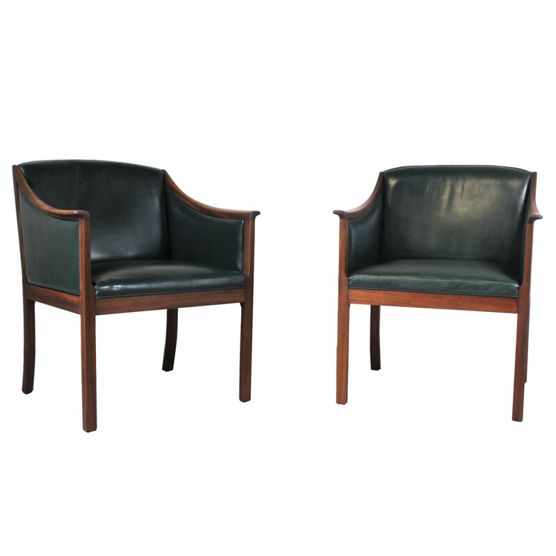 Paire de chaises lounge vintage par Ole Wanscher et Poul Jeppesens Møbelfabrik Danemark 1950