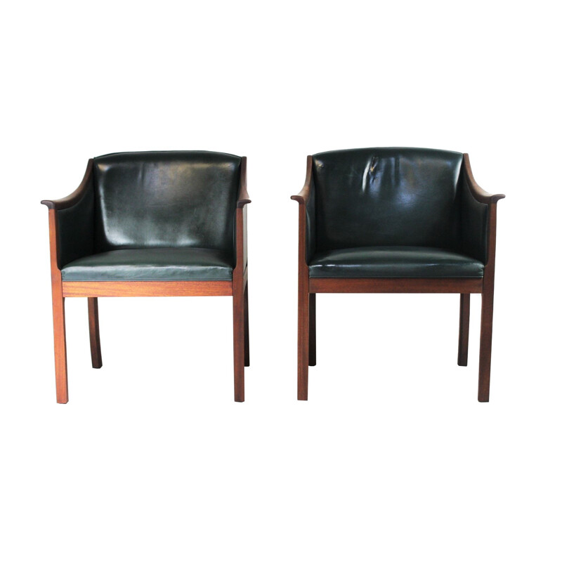 Pair of vintage lounge chairs by Ole Wanscher and Poul Jeppesens Møbelfabrik Denmark 1950s