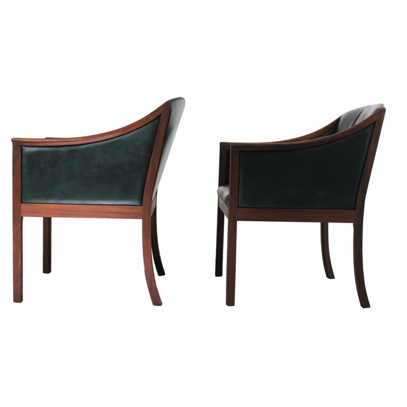 Pair of vintage lounge chairs by Ole Wanscher and Poul Jeppesens Møbelfabrik Denmark 1950s