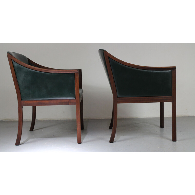 Pair of vintage lounge chairs by Ole Wanscher and Poul Jeppesens Møbelfabrik Denmark 1950s