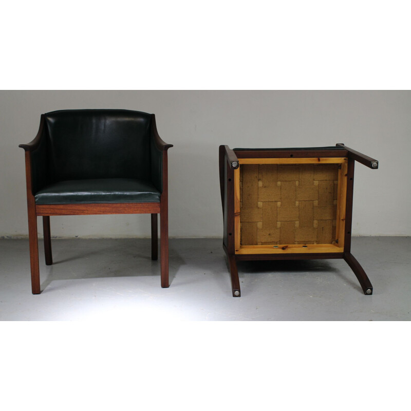 Paire de chaises lounge vintage par Ole Wanscher et Poul Jeppesens Møbelfabrik Danemark 1950