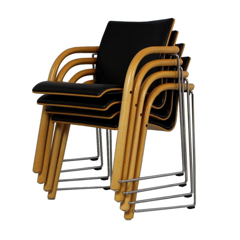 Ensemble de 4 chaises empilables vintage de Wulf Schneider & Ulrich Böhme pour Thonet 1984