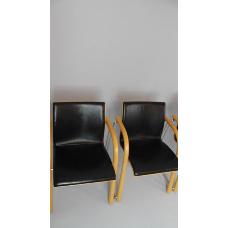 Set of 4 vintage stacking chairs by Wulf Schneider & Ulrich Böhme for Thonet 1984