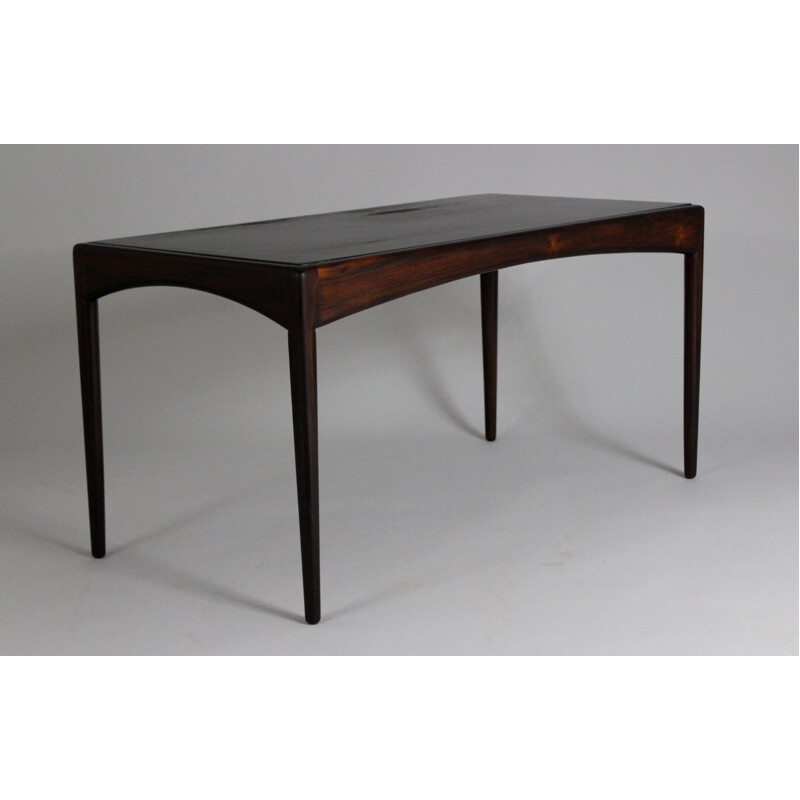 Table basse vintage avec plateau en cuir palissandre par Kristian S. Vedel Danois 1963