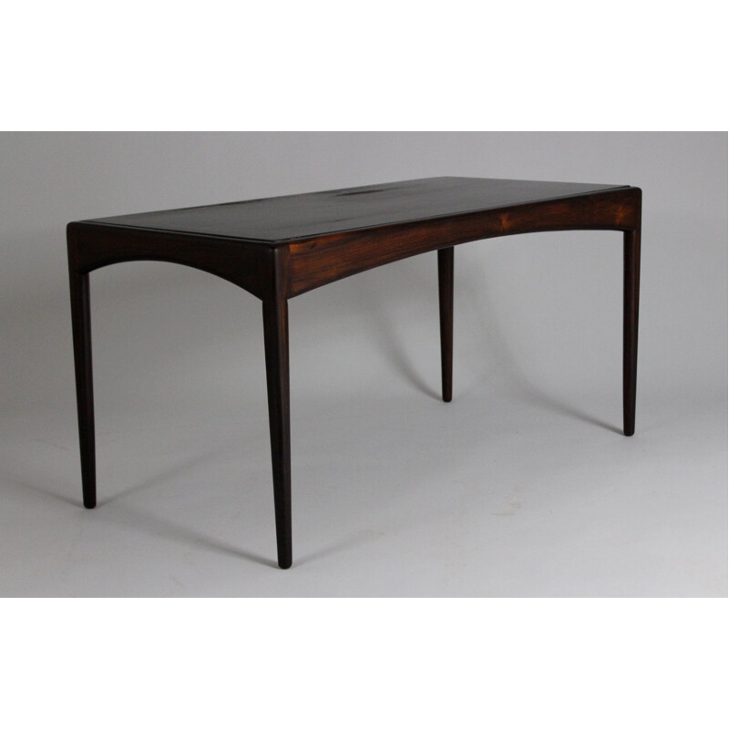 Vintage coffee table with leather top, rosewood by Kristian S. Vedel Danish 1963