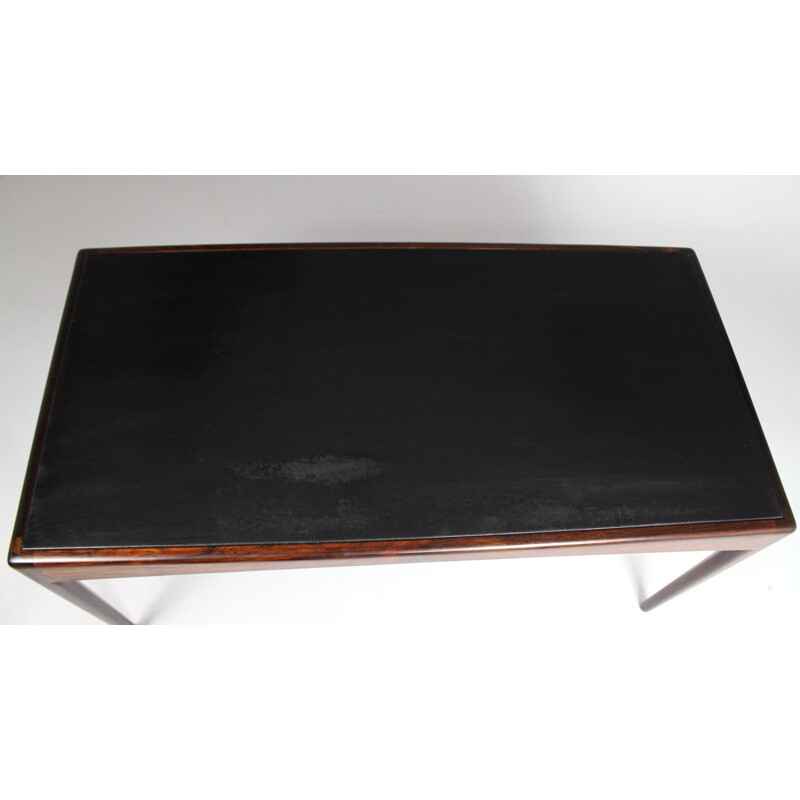 Table basse vintage avec plateau en cuir palissandre par Kristian S. Vedel Danois 1963